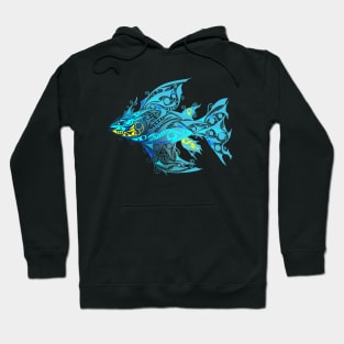 Blue Tribal Tattoo Fish Hoodie